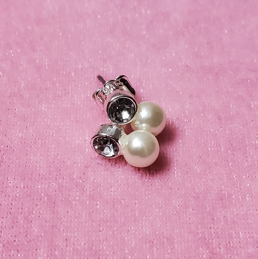 Silver Faux Pearl Earrings